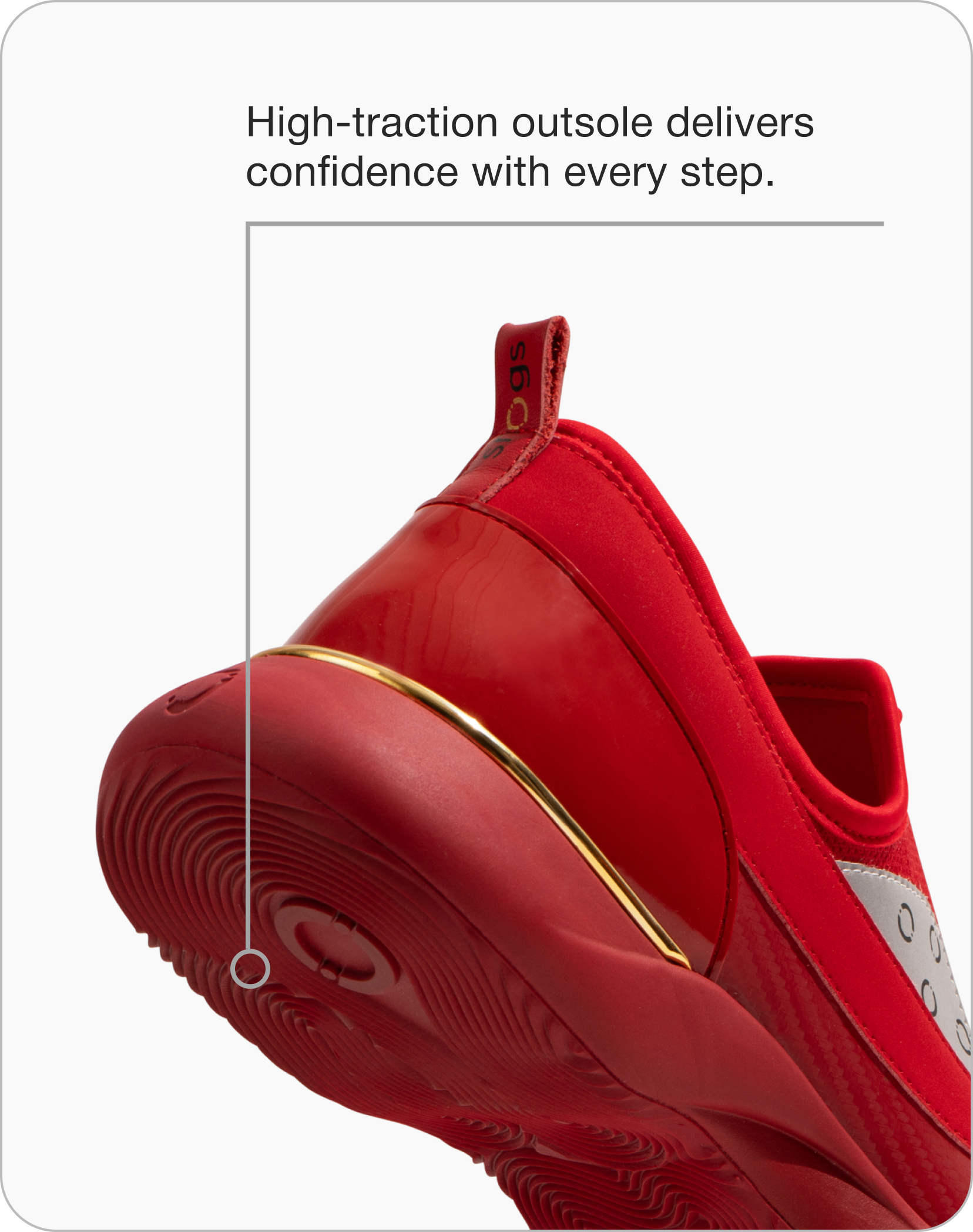 High-traction outsole delivers confidence with every step.